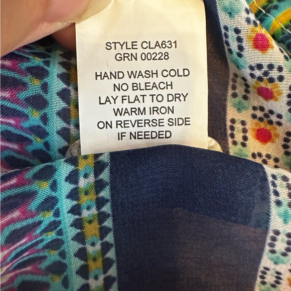 Anthropologie Fig & Flower Blouse Peasant Boho Tunic Top Semi Sheer Size XL - Picture 13 of 13